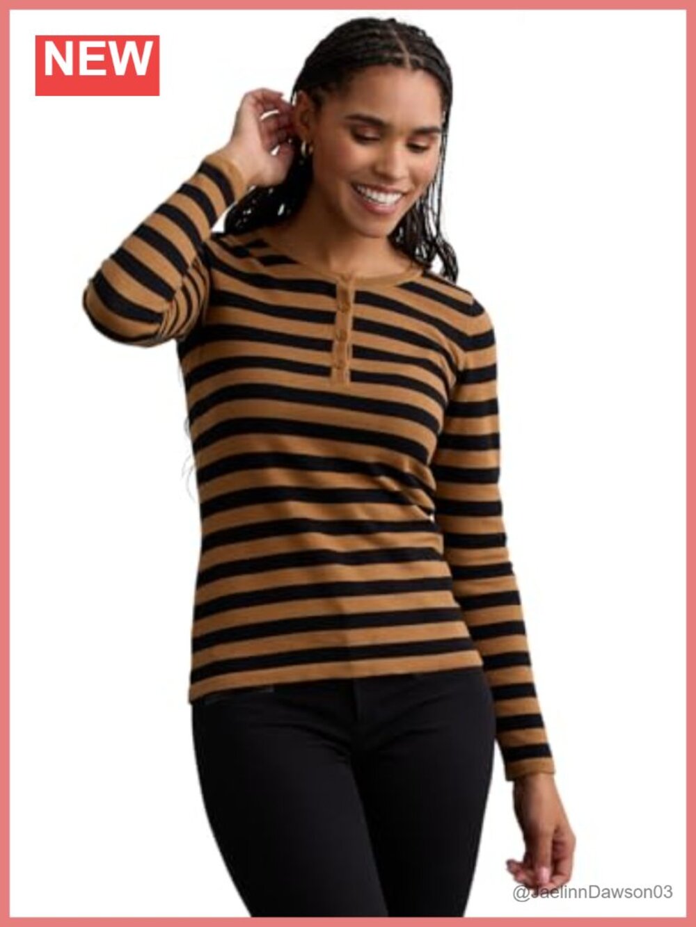 Organic Cotton Long Sleeve Stripe Henley Sweater